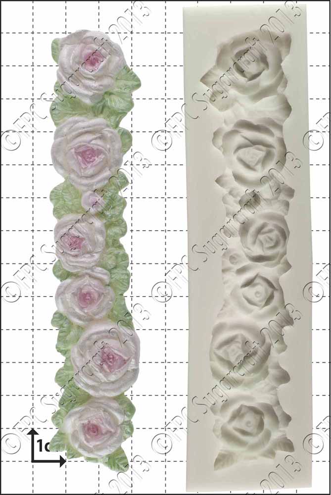 Rose border Silicone Mould by FPC Sugarcraft www.fpcsugarcraft